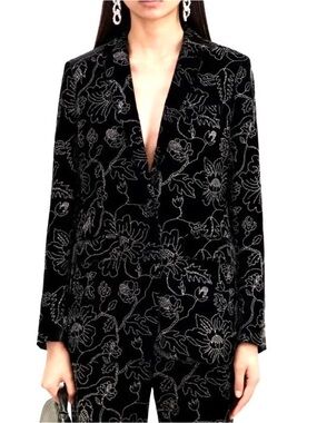 Kooples Floral Metallic Velvet Jacket Sz 34/ XS